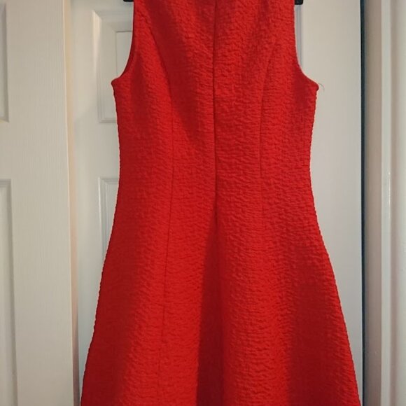 Zara Red Fit & Flare Jacquard Dress Mini size M medium - Picture 7 of 8